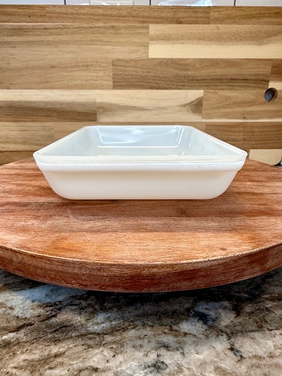 Pyrex Turquoise Snowflake on White Rectangular Casserole 548 - 1 1/4 Qt Vintage - Picture 4 of 11